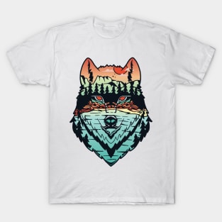 Hand Draw Land Scape Wolf T-Shirt